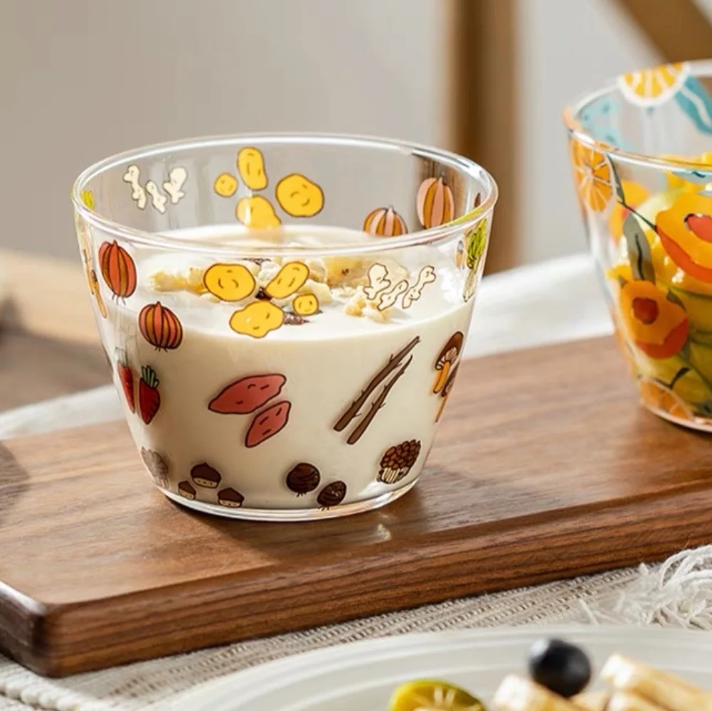 Glass Salad Bowl High Temperature Utensilios De Microwave Oven Usable Tableware Oatmeal Breakfast Dessert Single Transparent