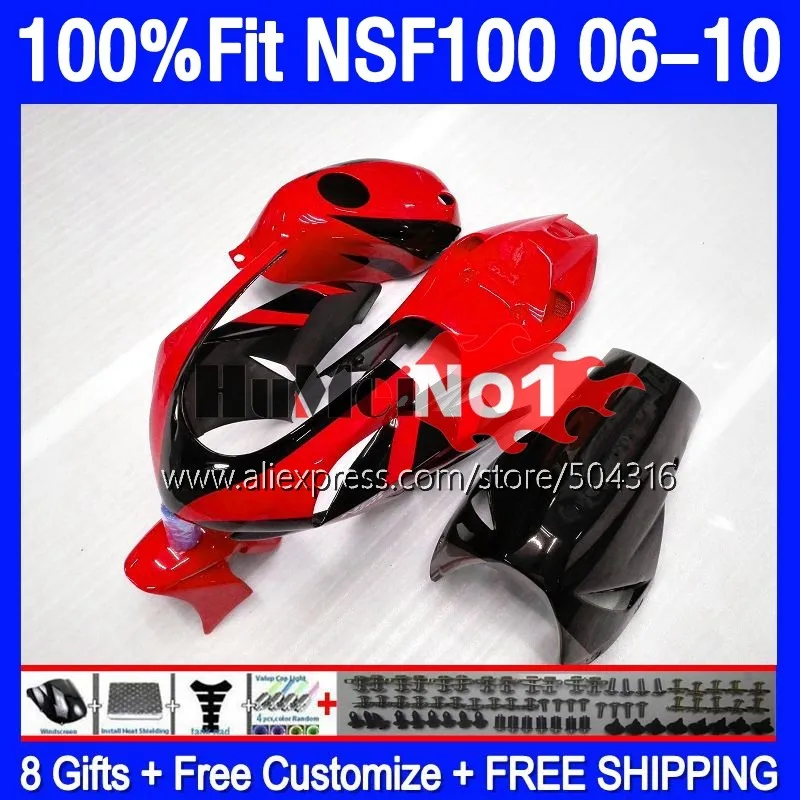 

Fiberglass Race For HONDA NSF 100 NSF100 06 07 08 09 10 167MC.141 NSF-100 2006 2007 2008 2009 2010 Injection Fairing Red Black