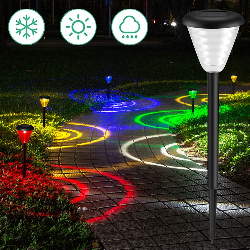 

4PCS Solar LED Lights Outdoor Waterproof Induction Floor Colorful Lights Warm Light Home Garden Decoration Landscape Lawn Lights