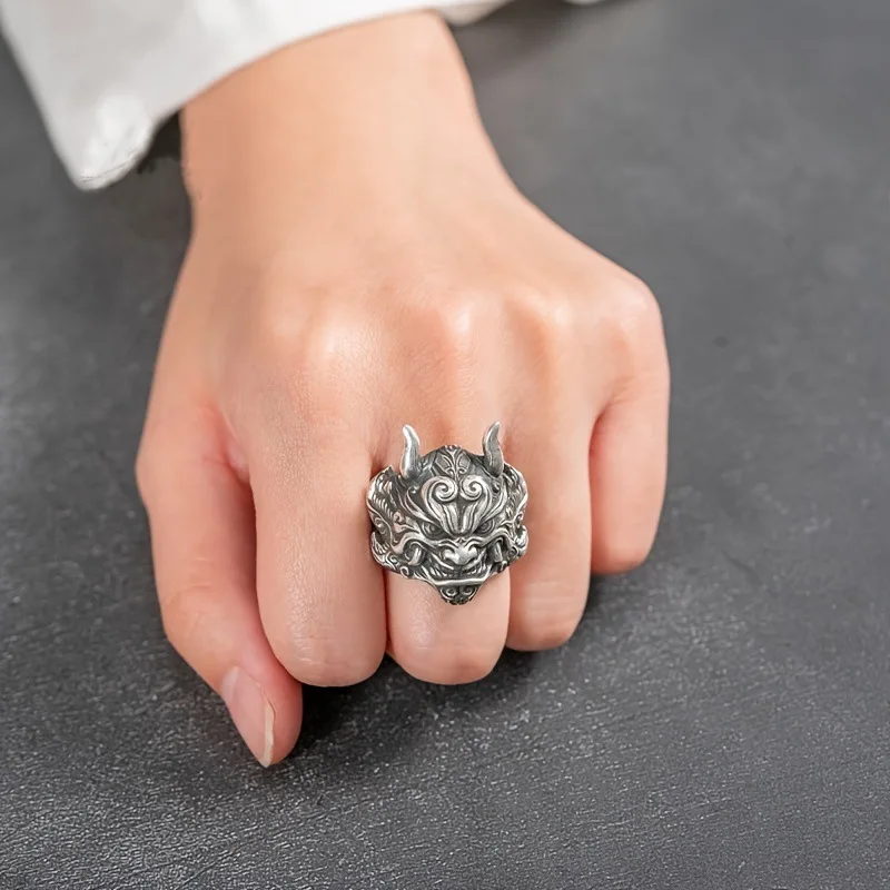 Новое изысканное и модное ретро-кольцо золотого цвета в форме дракона черного с