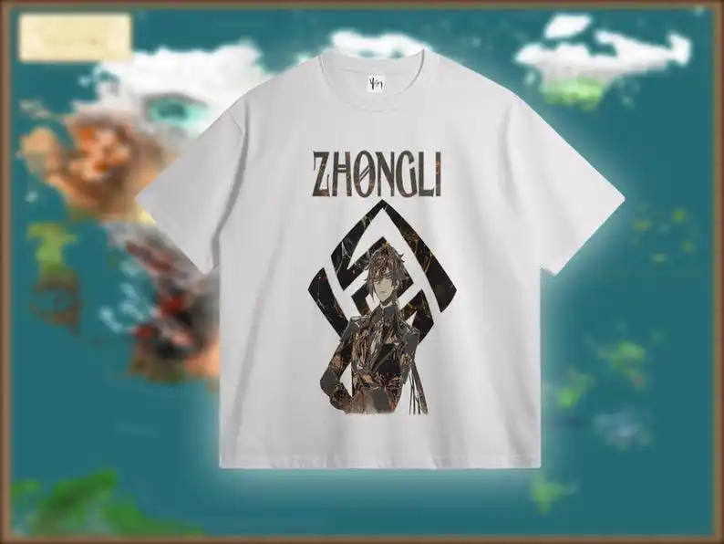 Основная футболка Genshin Impact Zhongli. Подарки на рубашку персонажа Geo Vision. Футболки Archon