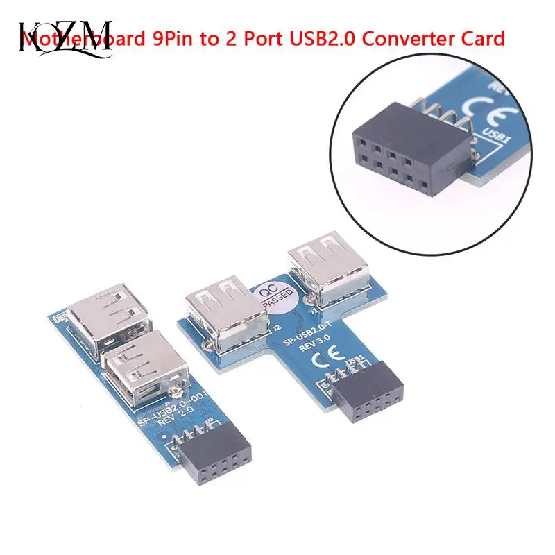 

PC Host Internal Motherboard USB 2.0 Hub 9Pin to 2 Port USB A Female Splitter Converter PCB Board Extender Card Built-in Receive