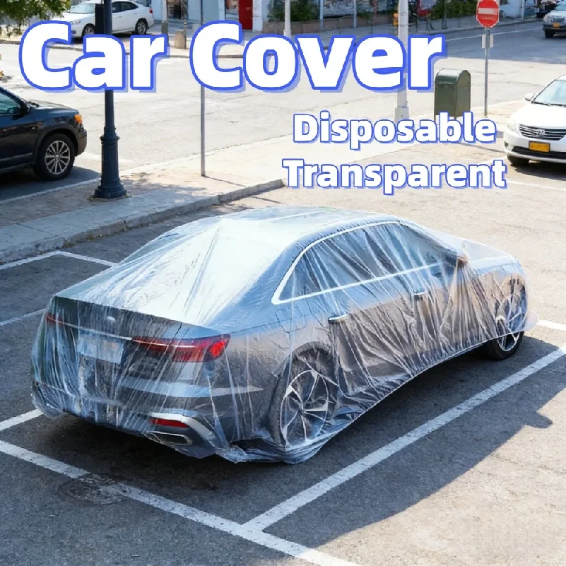 Фото Одноразовый прозрачный чехол для автомобиля, универсальный, из ПЭВА, пылезащитный, эластичный, от царапин, для защиты экстерьера автомобиля, аксессуары №1