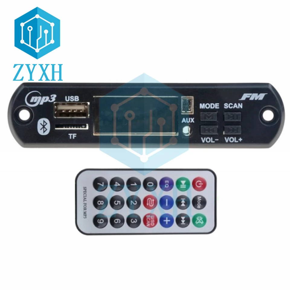 

Автомобильный MP3 WMA декодер DC 5 в 12 В Bluetooth 5,0 плата аудио музыкальный плеер USB TF AUX FM цветной экран с дистанционным управлением