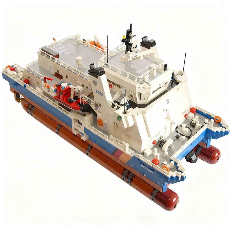 Фото 7330 деталей MOC: Немецкий круизный корабль береговой охраны «БОРКУМ» (модель корабля SWATH), конструктор, рождественский подарок, игрушка для демонстрации. №2