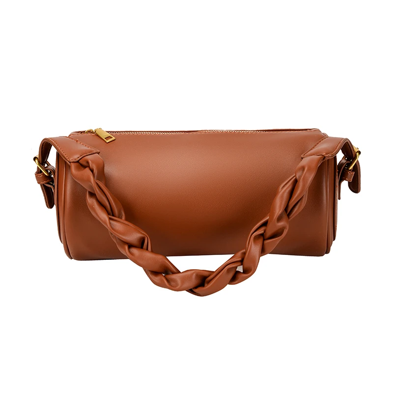 

Summer new leather women's bag cylindrical shoulder diagonal bag simple fashion pillow bag