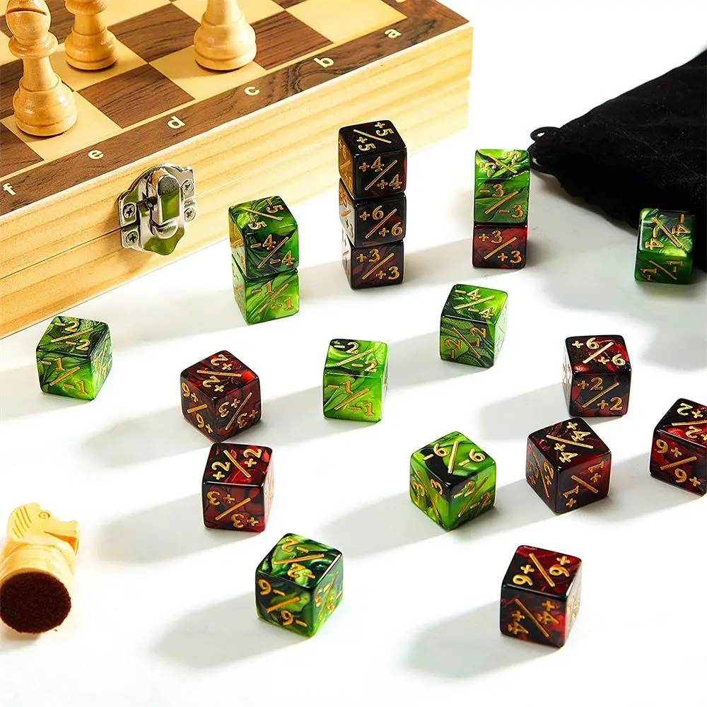 

10 шт./компл. 16 мм 6-сторонний игрушечный подарок плюс и минус Искусственные кости два-Искусственные кости для математических операций