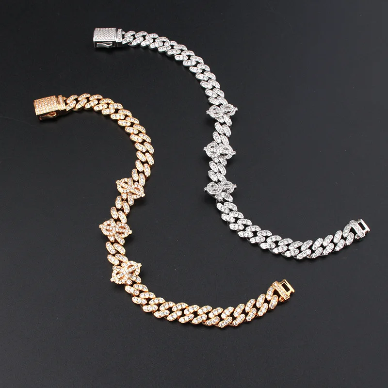 

Miami Wide 8MM Luxury Street Hip Hop Men Women Lady With Inlay Cubic Zirconia Money Symbol Cuban Chain Necklace Bracelet