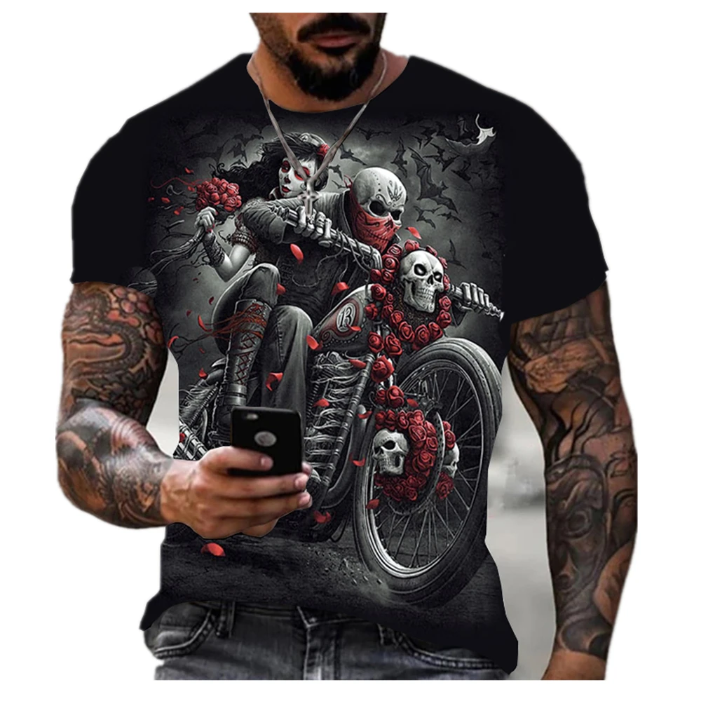 

Vintage Skull 3D Print T-Shirts Men's Summer Tees O-Neck Hip Hop Tops Horror Hot Sale Casual T Shirt Harajuku Oversized Clothing