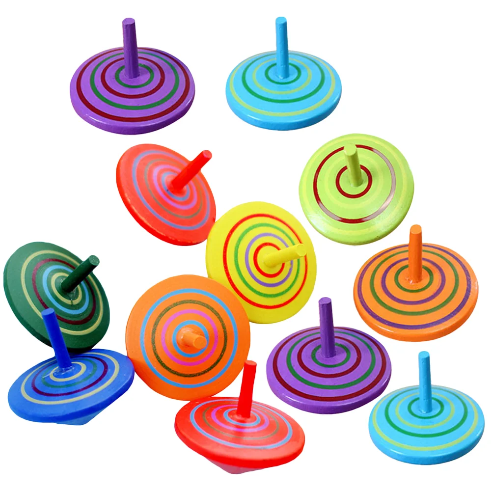 

12Pcs Wood Gyroscope Toy Kids Educational Toys Toddlers Kindergarten Toys