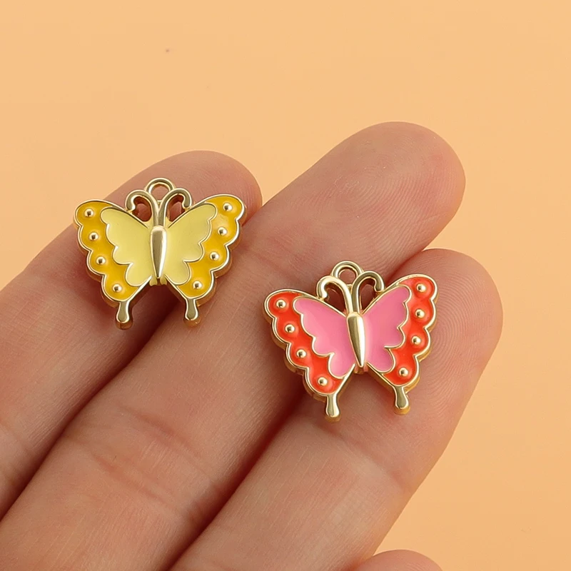 

10 шт./лот Симпатичные Подвески в виде бабочки с капелькой, аксессуары для поделок, ювелирные изделия, серьги, ожерелья, фурнитура