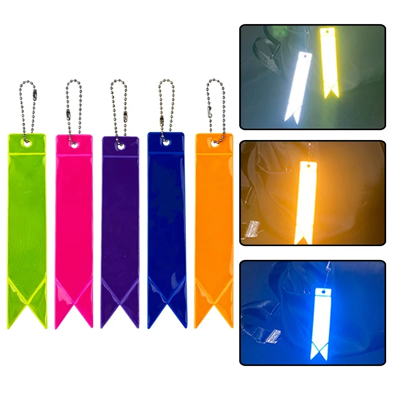 

PVC Reflective Pendant Bag Backpack Reflective Strip Kids Keyrful PVC Keyring Women Men Totebag Charms Car Key Chain