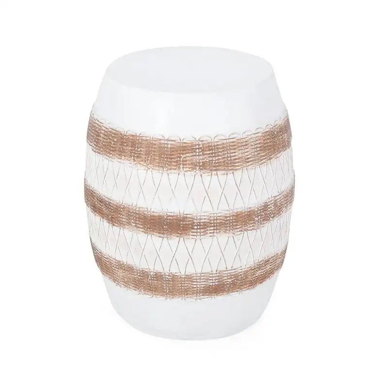

Lightweight Concrete Outdoor Side Table, White and Brown