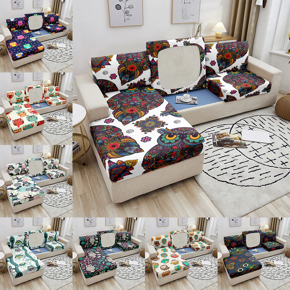 

Owl Elastic Sofa Seat Cover For Living Room Animals Pattern Chaise Longue Slipcover 3D Print Stretch Couch Covers 1/2/3/4-Seater