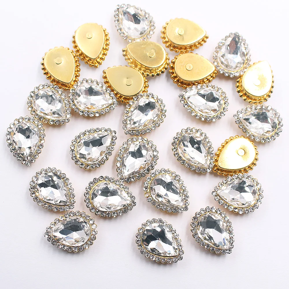 

Drop Claw Rhinestones 30pcs 10x14mm Flatback Sew On Rhinestones Glitter Crystals Glass Beads Trim Garment Fabric Art Stones