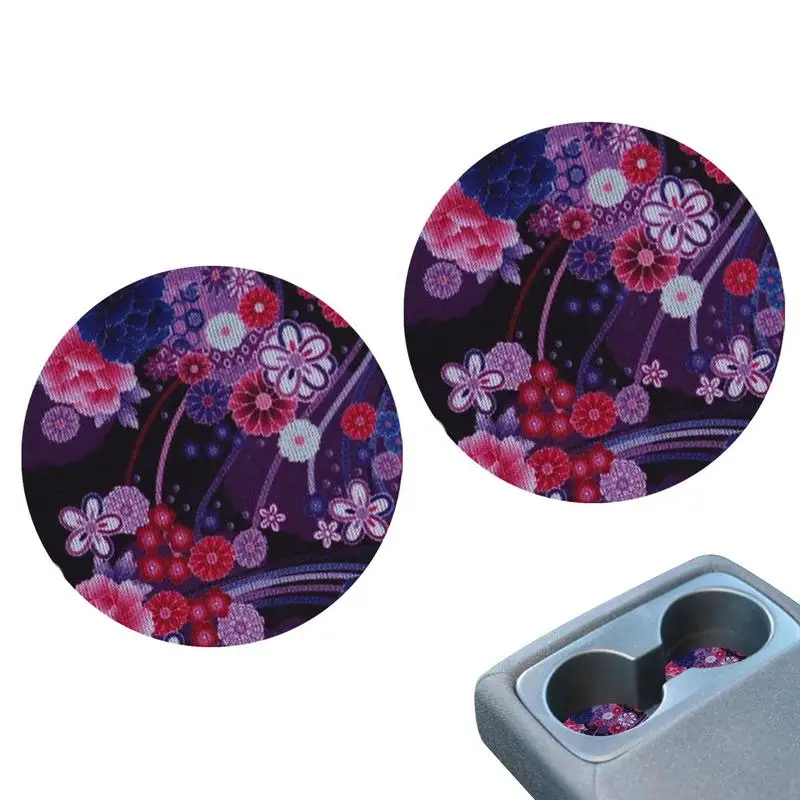 

Car Water Coaster Car Drink Pad Cup Coaster Portable Floral Car Cup Holder Coaster Car Interior Accessories For Desk Kitchen