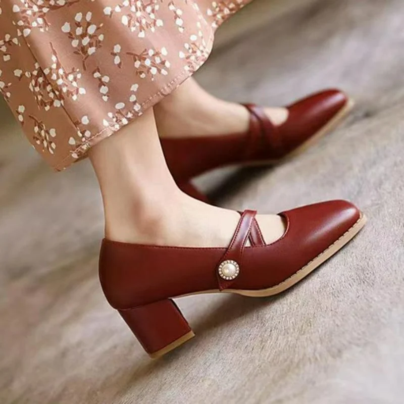 

Женские туфли-лодочки с перекрестной шнуровкой и двойной пряжкой, Размеры 35-42