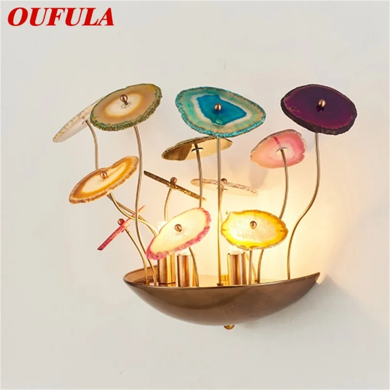 

OUFULA Modern Wall Lamp Creative Design Agate Lotus Leaf Sconce LED Living Room Corridor Decorative Lighting