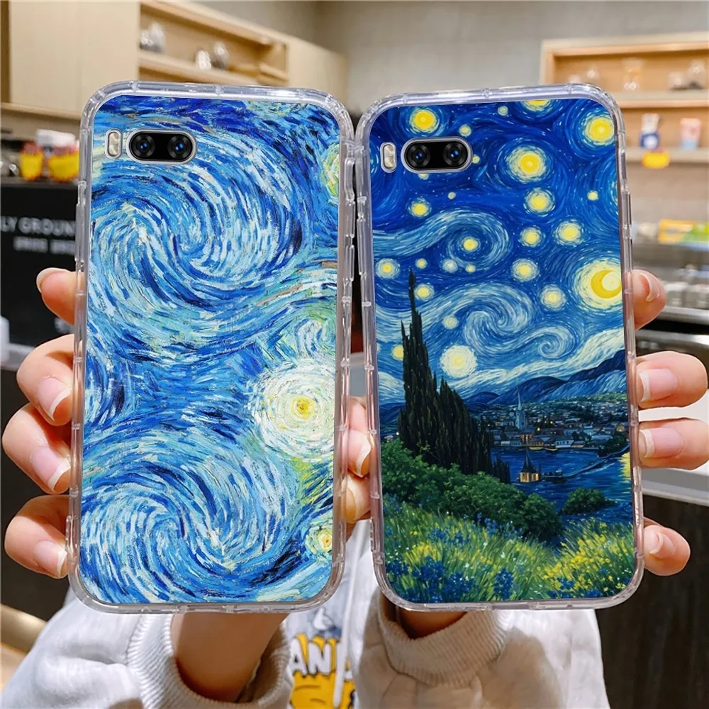 V-Van Gogh Starry Sky Art Phone Case For Huawei Mate P10 P20 P30 P40 P50 Smart Z Honor 50 60 70 Pro Lite Transparent