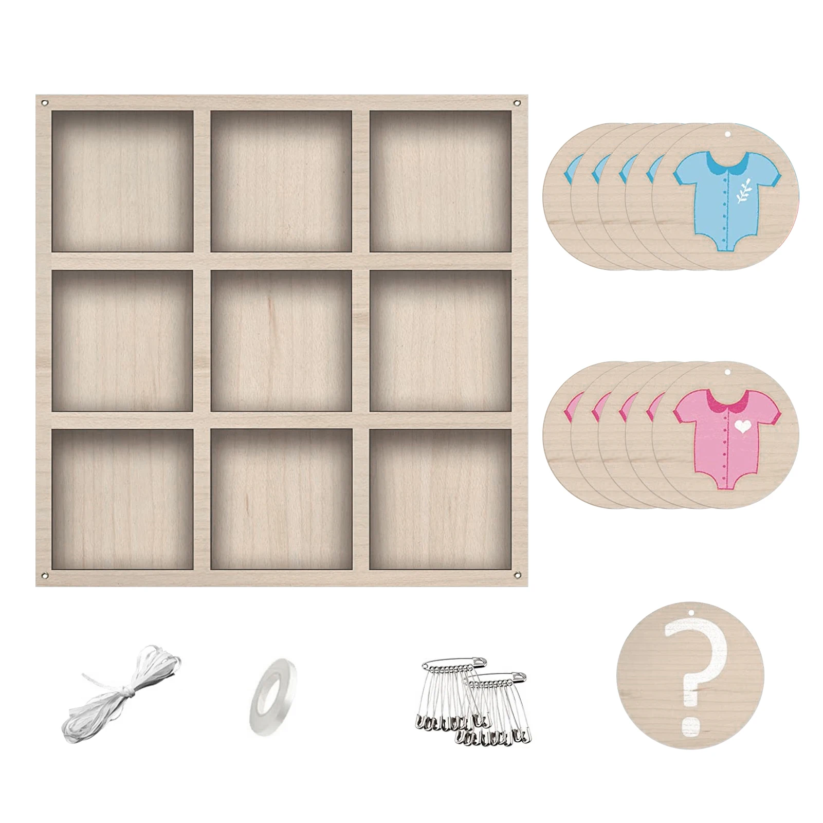 

Simple Durable He She Wooden Tic Tac Toe Background Tear Resistant Lightweight Board Game X O Baby Gender Reveal Rustic Odorless