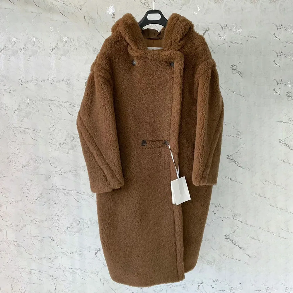 

Wuyue May Long Teddy Color Jacket Coat Women Winter 2020 Thick Warm Oversize Hoodied Outerwear Overcoat Women Cashmere Fur Coats