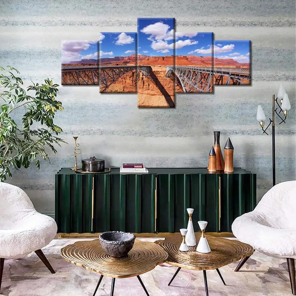 

5Pcs Double Navajo Bridge Arizona Cany Natural Landscape Pictures Paintings Poster Home Decor No Framed 5 Panel Room Decor Wall