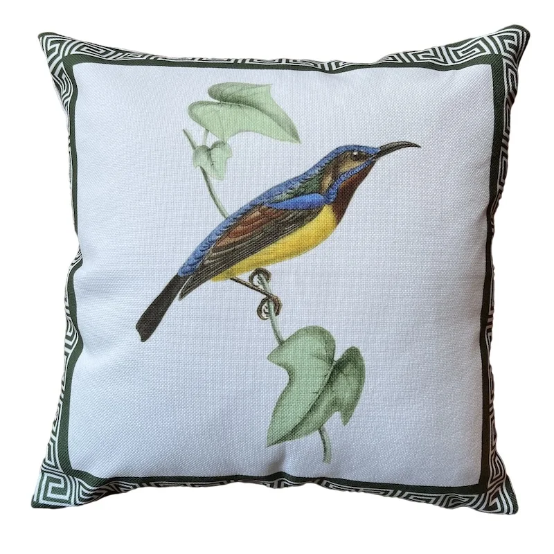 

2022 American Style Flora Bird Cushion Cover Decorative Pillow Case Natural Fresh Green Color Collection Art Home Coussin