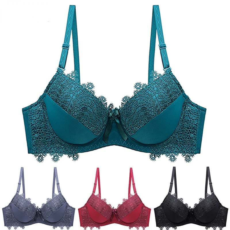 

New Sexy Lace Push Up Women Bra Set Solid Cup Lingerie Underwear for Women Bralette Black Red Beige Ropa Para Mujer