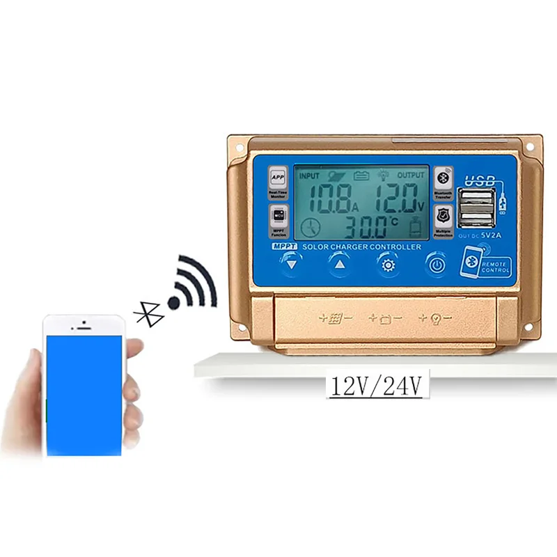 Контроллер заряда солнечной батареи 12 В/24 В 30/40/50/60 а MPPT Bluetooth WIFI умный контроллер
