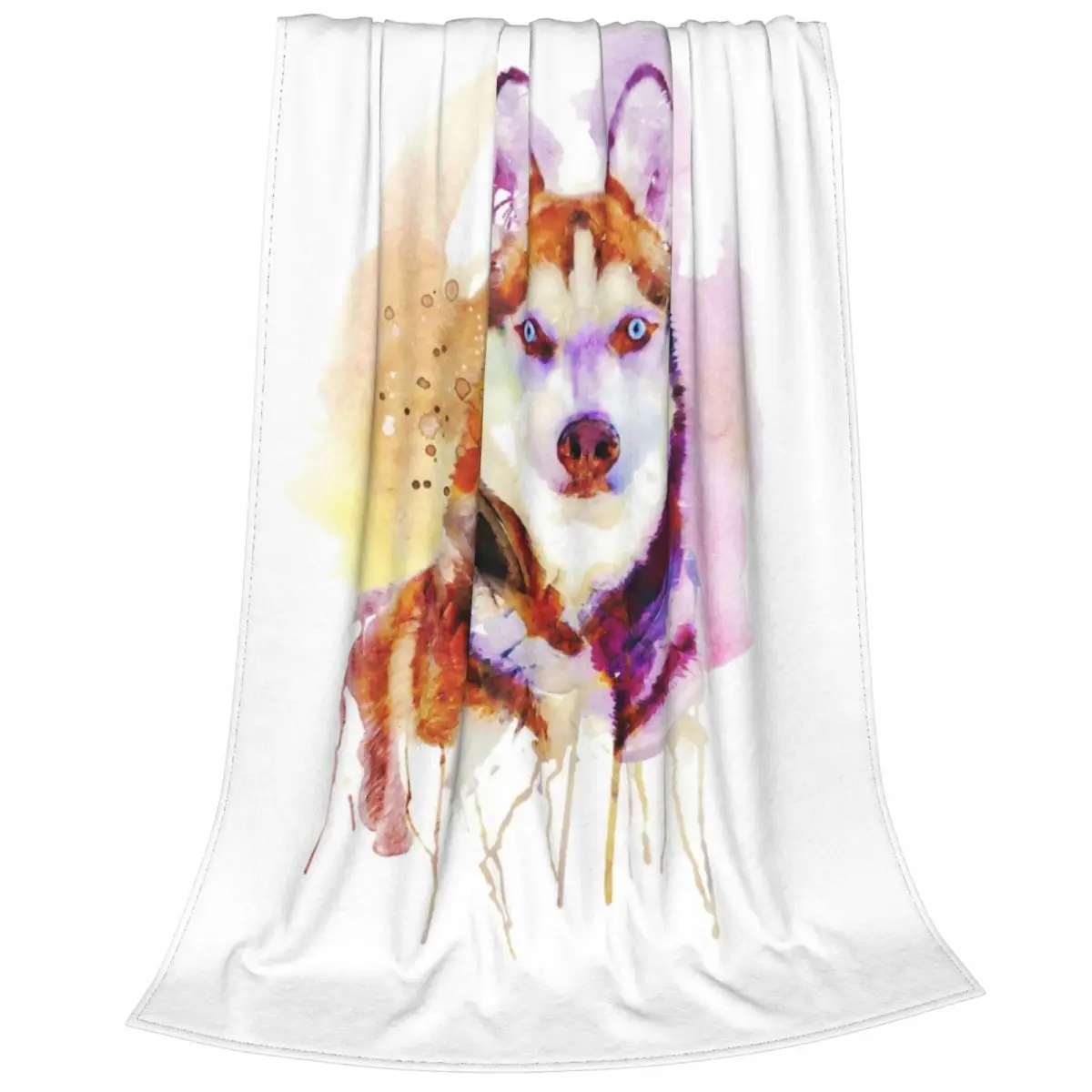 

Husky Dog Watercolor Portrait Blankets Velvet Spring/Autumn Multifunction Ultra-Soft Throw Blanket for Bedding Couch Quilt