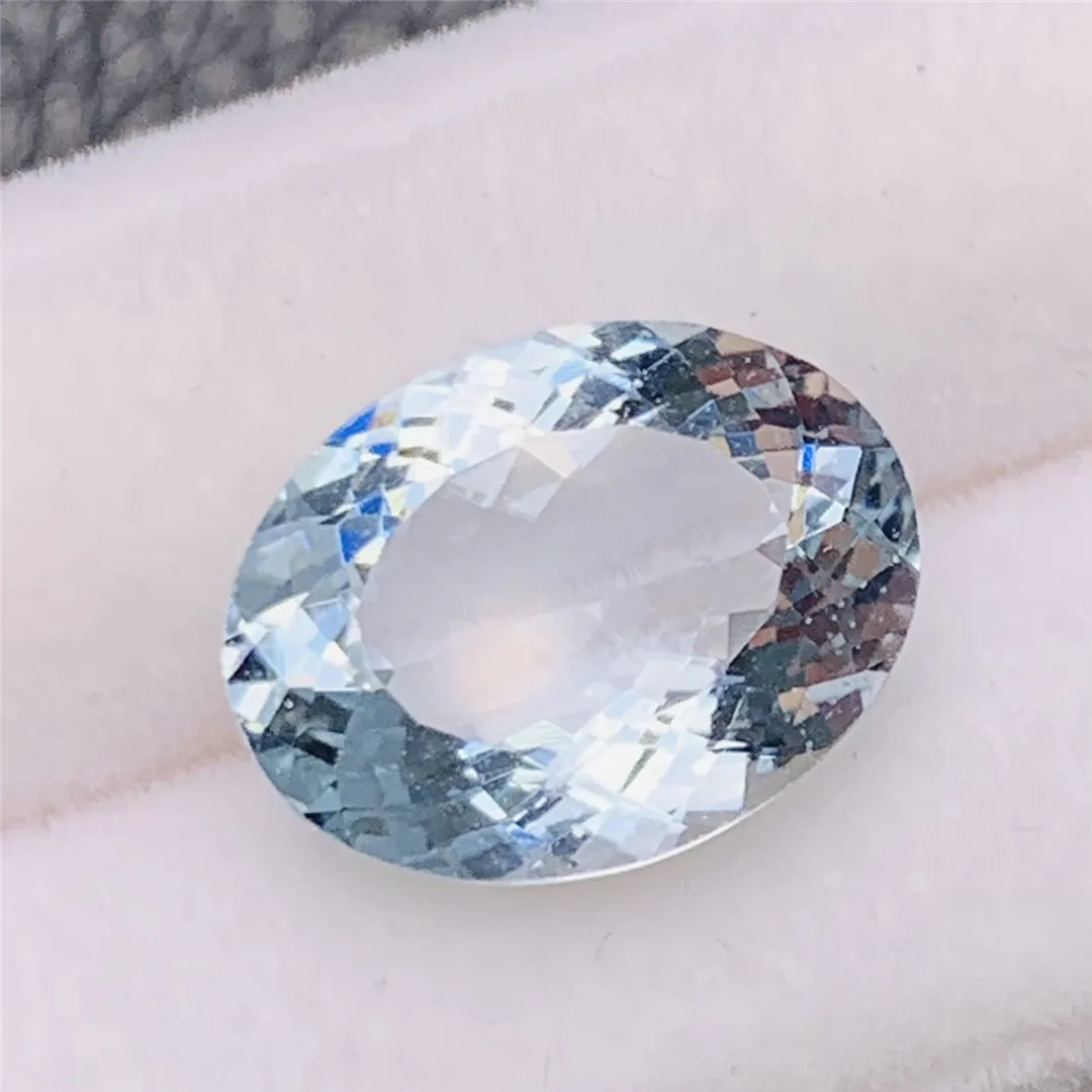 1Pcs/Lot Natural Aquamarine Loose Gemstone Oval Geometry Multiple Faceted Blue DIY Material Valet Inlay Jewelry Man Woman