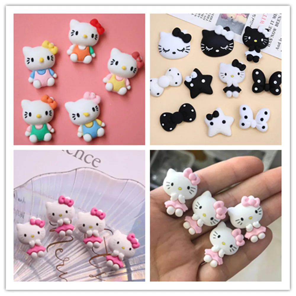 100 шт. мультяшные смолы Sanrio Hello Kitty подвески с плоской задней частью кабошон