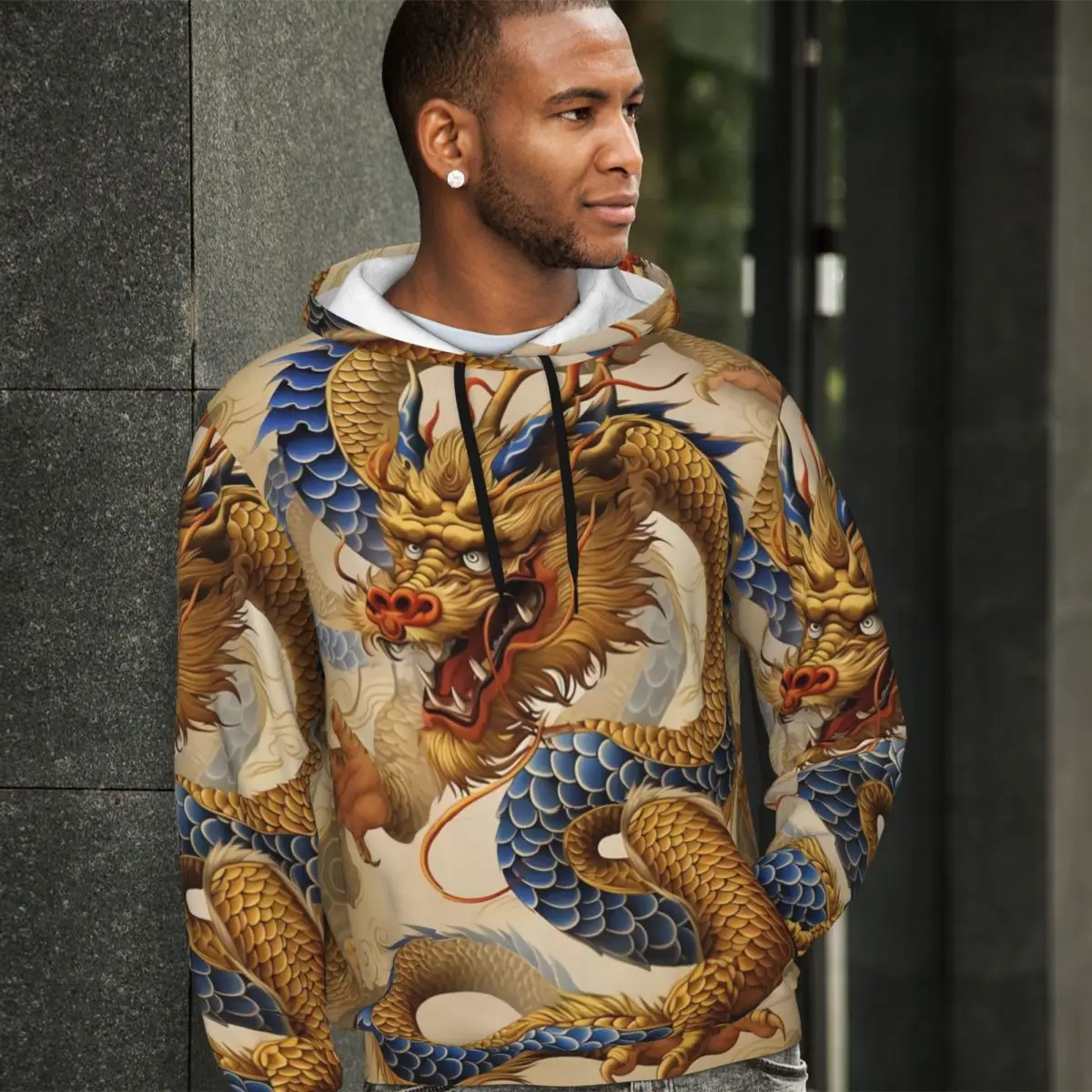 

Dragon Images Loose Hoodies Men Yakuza Anime Casual Pullover Hoodie Winter Funny Classic Hooded Shirt Big Size 3XL 4XL