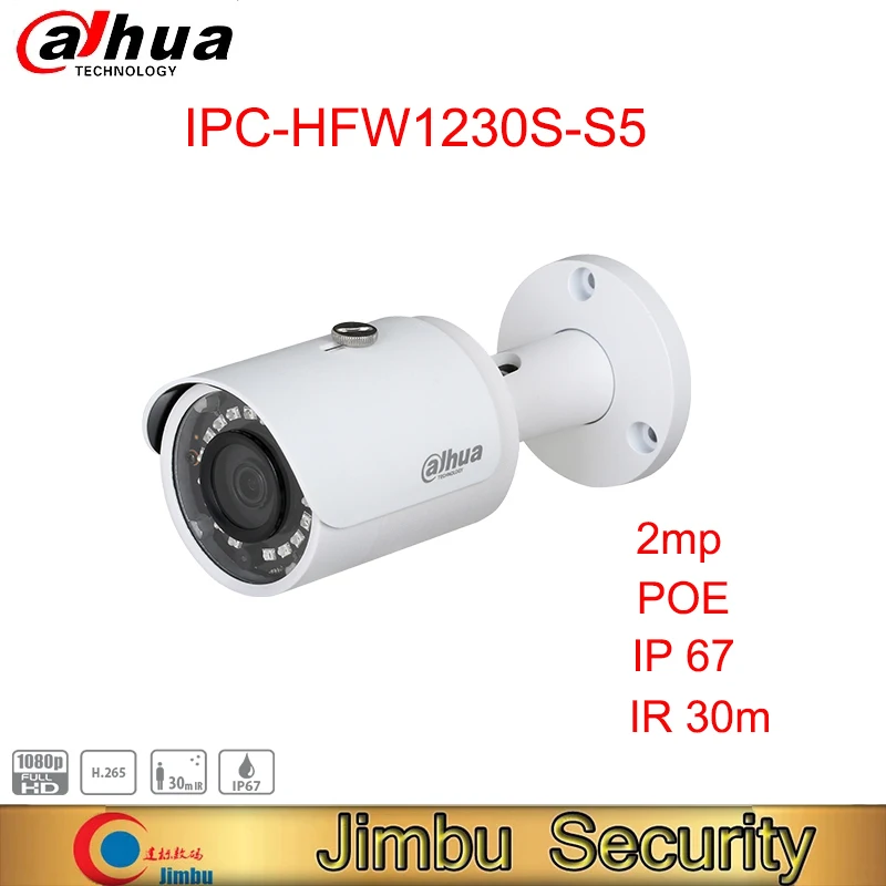 

Dahua Alhua 2MP Mini IP Camera HFW1230S-S5 IR30m POE Bullet Camera Outdoor 1080P Cctv English Version Webcam Security Protection