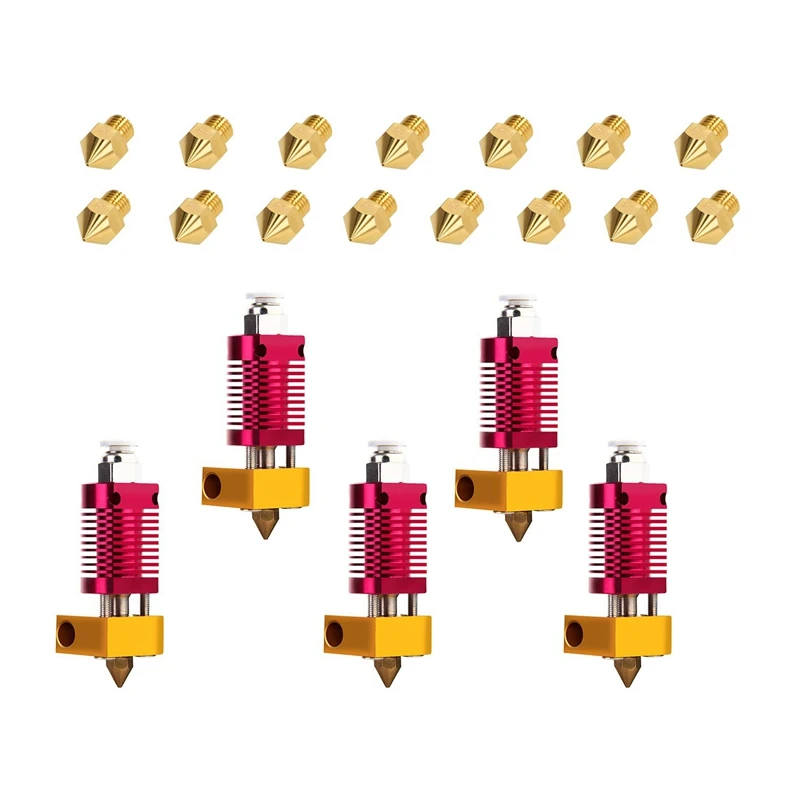 

3D-принтер, экструдер, Hotend с 15 насадками 4 мм MK8, подходит для фотографий, CR10, CR10S, Ender 3, Ender 3 Pro, 5 шт.