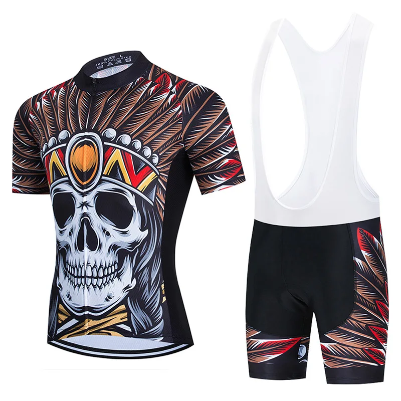 

Crossrider 2022 SKULL Cycling Jersey Bib Set MTB Bike Clothing Ropa Ciclismo Bicycle Wear Clothes Mens Short Maillot Culotte