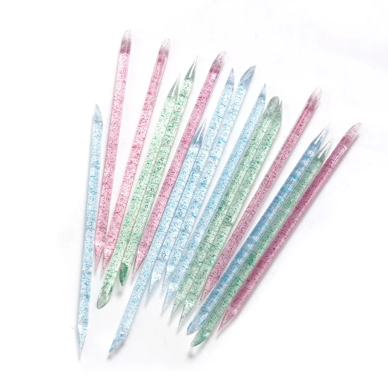 

50pcs/Set Nail Cuticle Pusher Crystal Double End Reusable Manicures Cuticle Dead Clean Skin Remove Pedicure Stick Fork Nail Tool