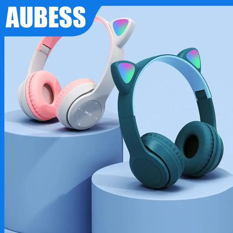 

Foldable Sport Hifi Sports Headphones Wireless Headphones 5.0 Cat Ear Earphones Led Light Headset Cute