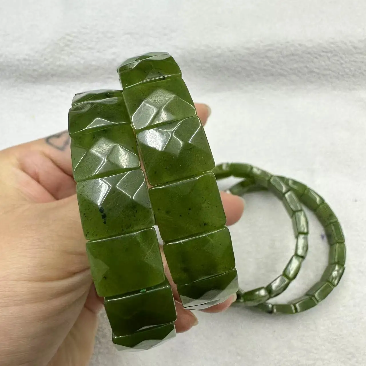 AAAA хорошее качество натуральный нефрит/канадский нефритовый камень браслет с