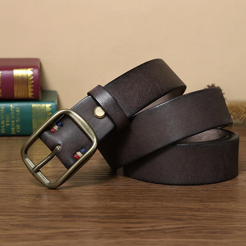 

Handcrafted Genuine Leather Belt for Men,Vintage Style, Luxury Brand, Classic Design High Quality 3.8cm Width
