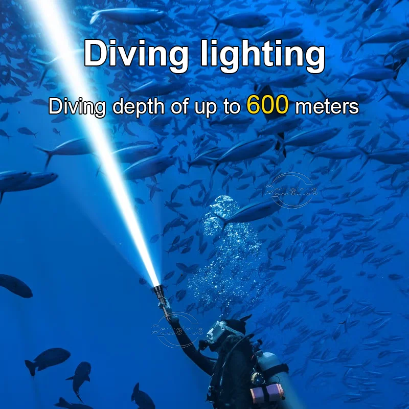 T40 Подводный фонарь IPX8 фонарик для дайвинга 2*18650 профессиональный подводного