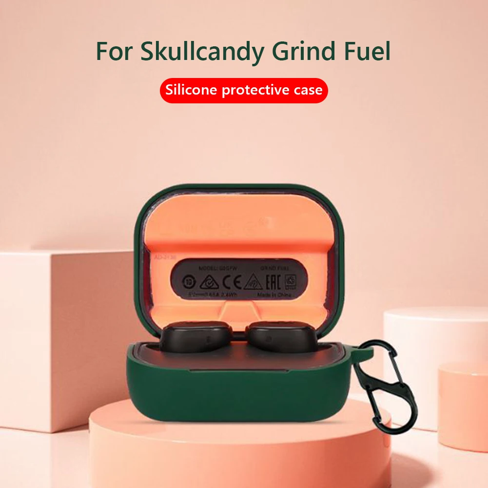 

Silicone Cover Case for Skullcandy Grind Fuel Skin Bluetooth-compatible Earphone Cases Charging Compartment Protective Accessory