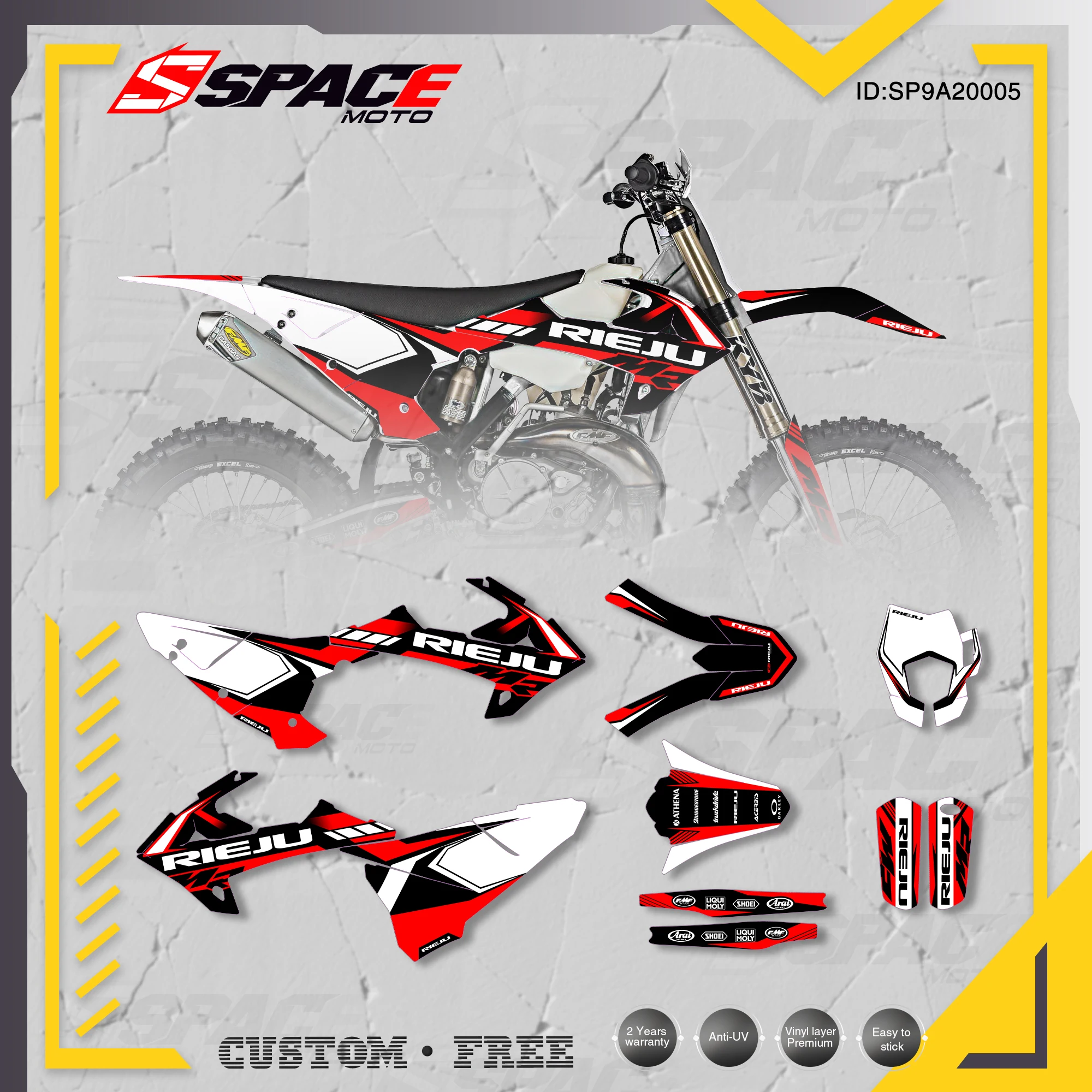 

SPACEMOTO Motorcycle Custom Team Graphics Backgrounds Decals 3M Stickers Kit For RIEJU MR 300 2020 2021 05