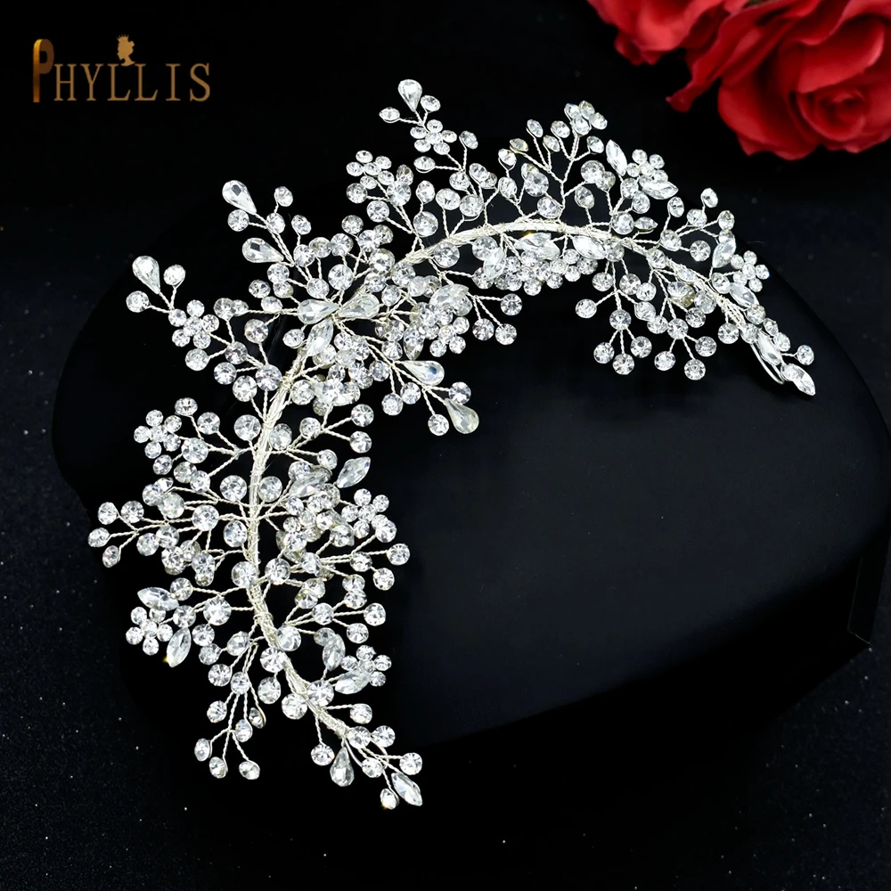 

A328 Handmade Rhinestone Silver Wedding Headband Bohemian Headpiece Crystal Women Bride Tiaras Wedding Hair Jewelry Bride Gifts