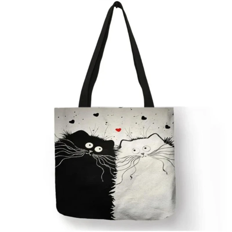 

DICHOS Cat Printing Bags Lovely Fashion Women Handbag Cute Animal Crossbody Bag Ladies Large Capacity Eco-Friendly Tote Bag