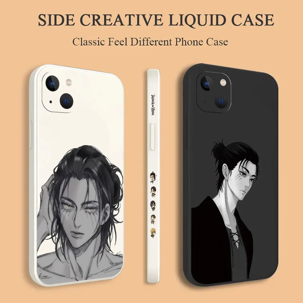 

Attack On Titan Phone Case For iPhone 15 14 13 12 11 Pro XS Max Mini X XR SE 7 8 6S Plus Colour Liquid Silicone Cover Cqoue Capa