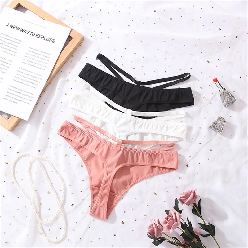 

Сексуальные женские трусики, женские Сексуальные Бесшовные тонкие стринги из вискозы с вырезами, из чистого хлопка, с заниженной талией