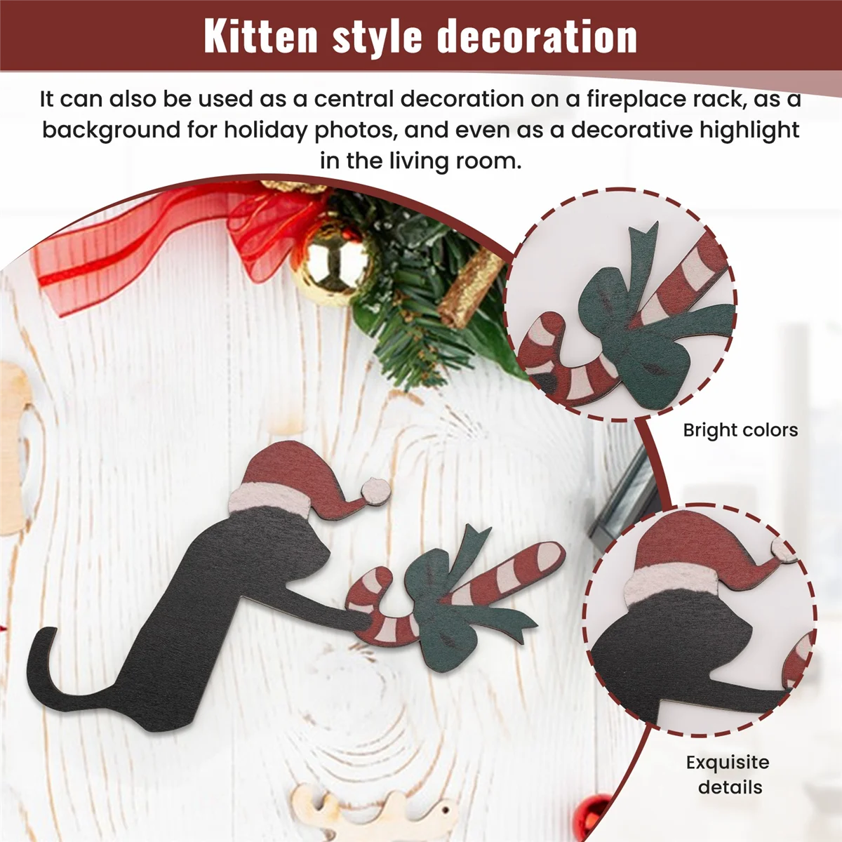 Рождественская дверь угловой знак деревянная кота Топпер Декор рамка орнамент