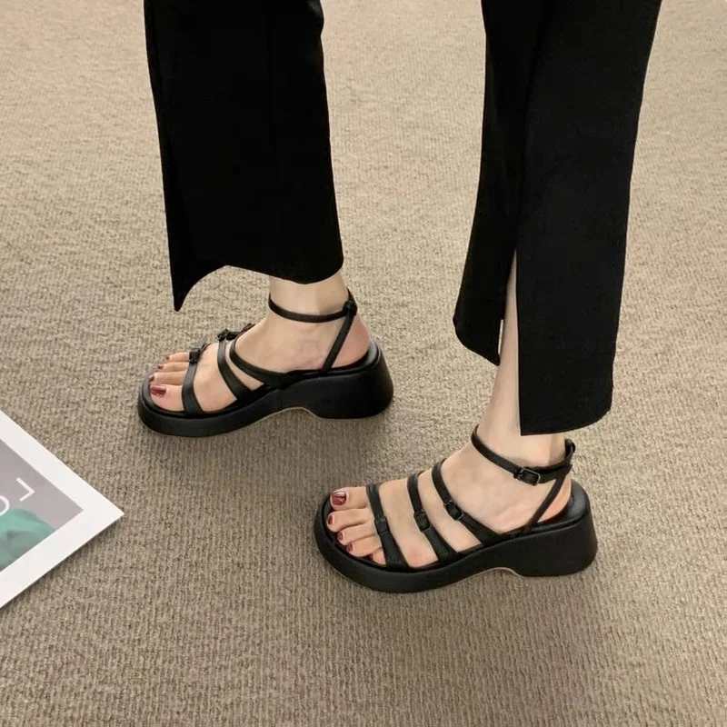 

Flip Flops Platform Roman Sandals Womens Shoes 2022 Suit Female Black Summer Heels Corrective Gladiator Luxury New Zapatos