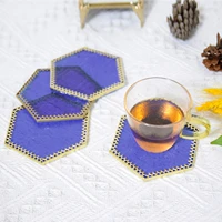 coasters original luxury high grade handmade coaster stained glass thermal conductive mat octagonal blue cherry blossom coaster